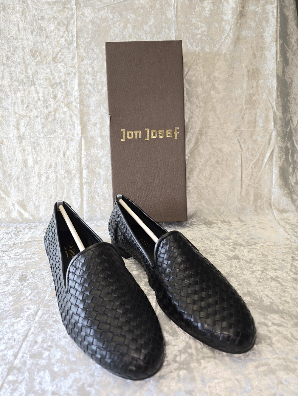 Womens Jom Josef G-Trenzado Black Woven Leather Loafers